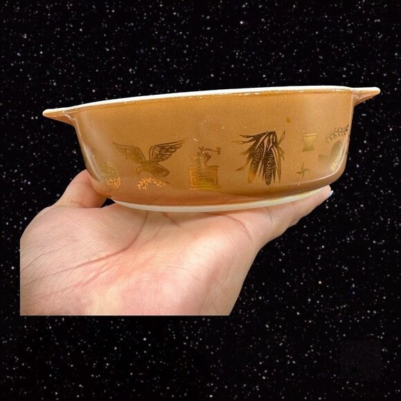 Vintage Pyrex Early American Refrigerator Dish Brown & White 471 1pt 7.5”W 2”T - Picture 9 of 11